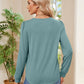 Ruched Round Neck Long Sleeve Blouse