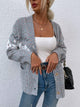 Heathered Pocketed Button Up Cardigan Charcoal