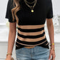 Devine Striped Round Neck Short Sleeve Knit Top