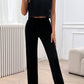 Ribbed Round Neck Top and Pants Set