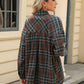 Pocketed Plaid Collared Neck Long Sleeve Shirt