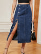 Button Down Midi Denim Skirt Medium
