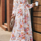 Slit Printed Surplice Long Sleeve Maxi Dress