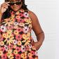 Yelete Full Size Floral Sleeveless Dress with Pockets