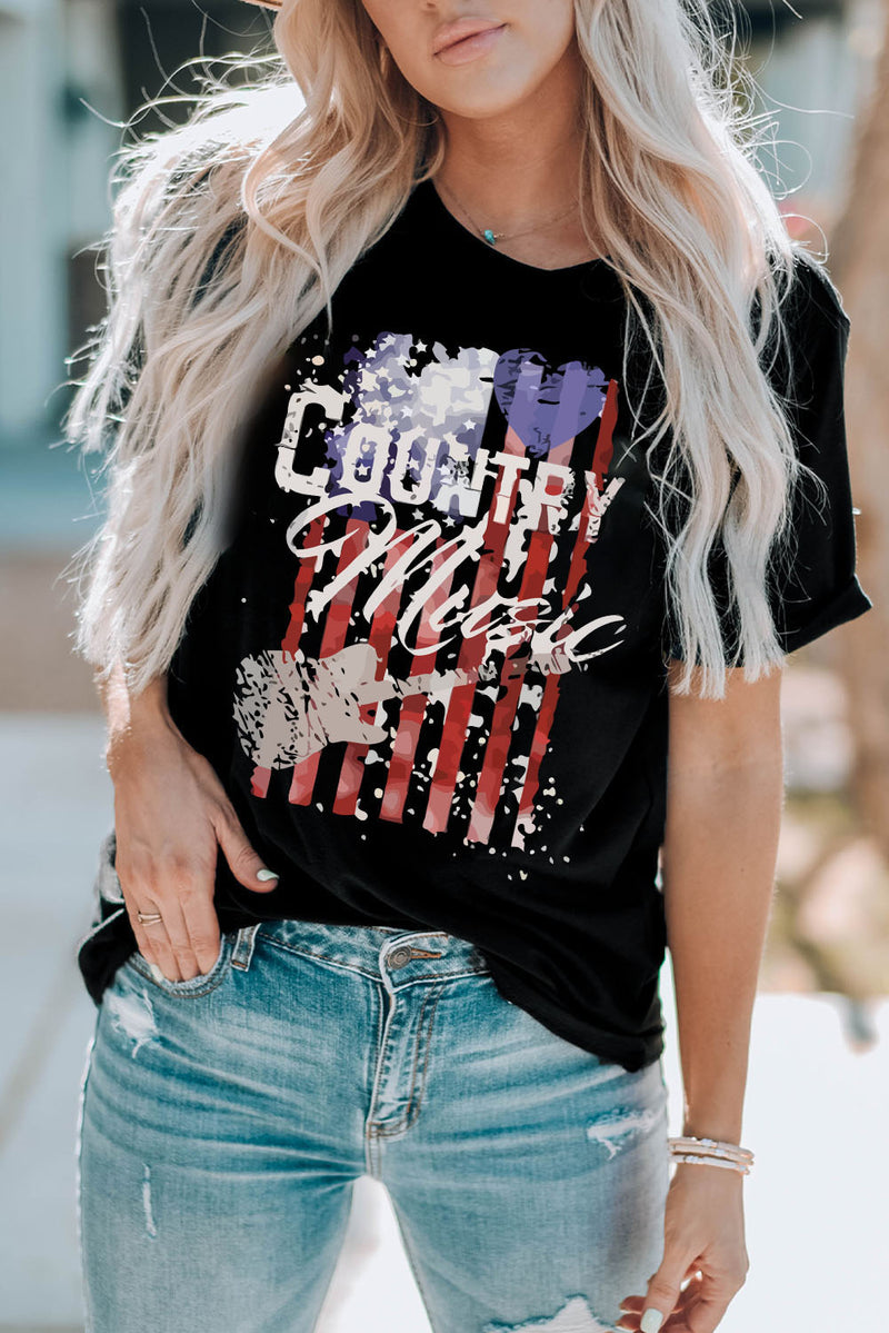 COUNTRY MUSIC Graphic Tee Shirt Black