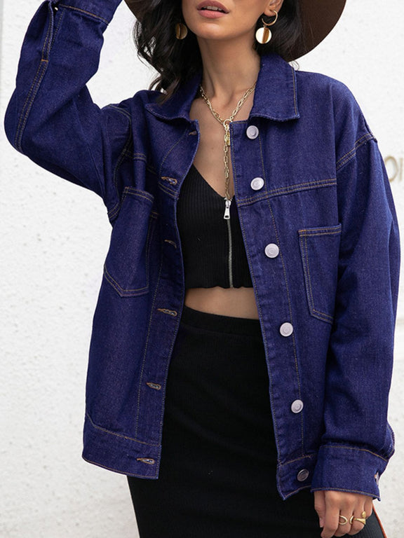 Buttoned Denim Jacket Dark