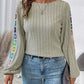 Embroidered Round Neck Long Sleeve Top