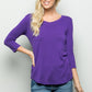 Celeste Full Size Three Quarter Sleeve V-Neck T-Shirt