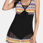 Geometric Wide Strap One-Piece Swimwear