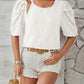 Swiss Dot Round Neck Short Sleeve Blouse