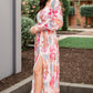 Plus Size V-Neck Printed Slit Dress