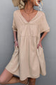 Tie Back Pocket Mini Dress Apricot