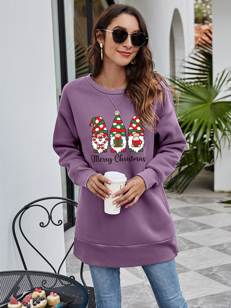 MERRY CHRISTMAS Graphic Sweatshirt Mauve