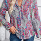 Printed Notched Long Sleeve Shirt