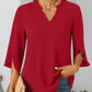 Notched Slit Half Sleeve Blouse