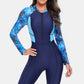 Printed Half Zip Long Sleeve One-Piece Swimwear