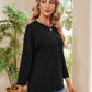 Round Neck Long Sleeve Drop Shoulder Blouse