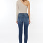 Kancan Raw Hem High Waist Cropped Jeans