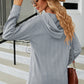 Drawstring Half Button Long Sleeve Hoodie