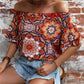 Printed Off-Shoulder Half Sleeve Blouse