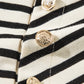 Decorative Button Striped Long Sleeve Sweatshirt