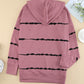 Drawstring Striped Dropped Shoulder Hoodie