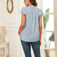 Swiss Dot Notched Cap Sleeve Blouse