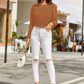 Round Neck Balloon Sleeve Blouse