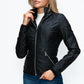 YMI Faux Layered Double-Zipper Jacket with Fuzzy Hood