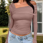 Ruched One Shoulder Long Sleeve T-Shirt