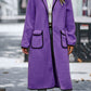 Full Size Contrast Trim Long Sleeve Coat with Pockets