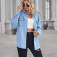 Collared Neck Dropped Shoulder Denim Top