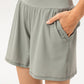 Pocketed Elastic Waist Active Shorts