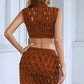 Openwork Cropped Top and Skirt Set