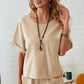 Round Neck Half Sleeve Top and Pocketed Pants Set