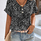 Printed V-Neck Short Sleeve Blouse