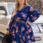 Plus Size V-Neck Long Sleeve Dress