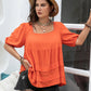 Plus Size Square Neck Half Sleeve Blouse