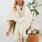 Fuzzy Trim Open Front Poncho