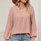 Eyelet Notched Long Sleeve T-Shirt