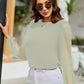 Round Neck Balloon Sleeve Blouse