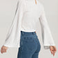 IZURIA Mock Neck Flare Sleeve Cropped Top