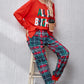 ALL IS BRIGHT Round Neck Top and Plaid Pants Lounge Set