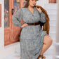 Plus Size V-Neck Long Sleeve Midi Dress