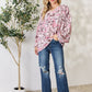 Heimish Full Size Floral V-Neck Balloon Sleeve Blouse