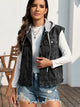 Pocketed Button Up Hooded Denim Jacket Black