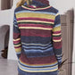 Striped Drawstring Cowl Neck Sweatshirt