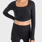 Square Neck Long Sleeve Cropped Sports Top