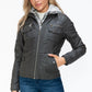 YMI Removable Faux Layered Multi-Pocket Jacket with Fuzzy Hood