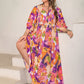 Plus Size Printed Tie Neck Maxi Dress